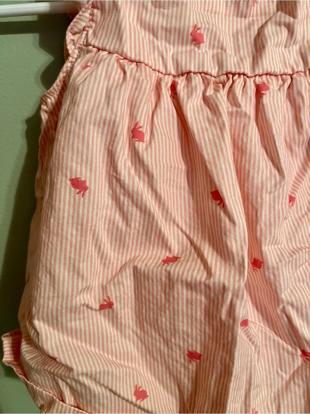 9 month Pink Striped Baby Romper with Bunny Print